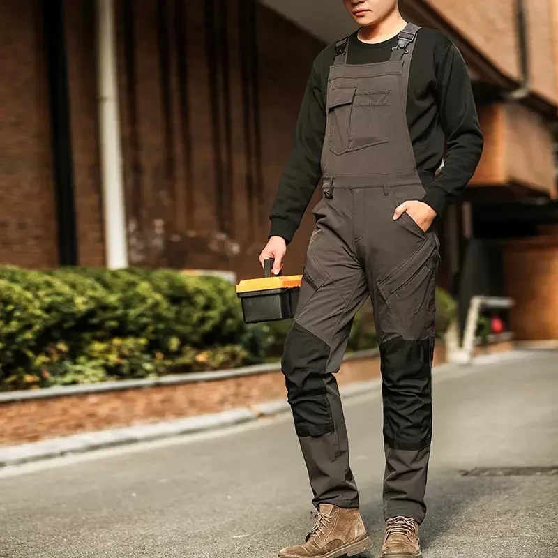 

High Stretch Mens Cargo Overalls Multi Pockets Overalls Men Workwear Mechanic High Elasticity Pants Men Jumpsuit Men