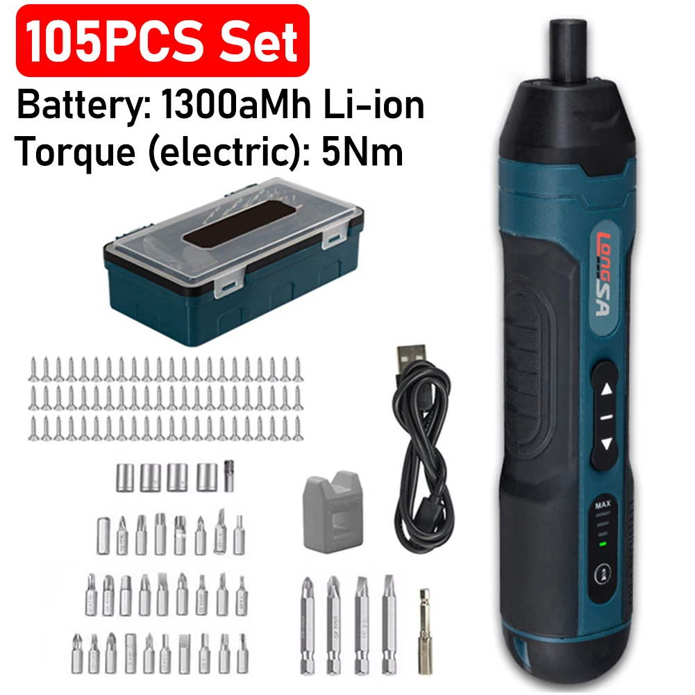 Cordless Electric Screwdriver Rechargeable 1300mah Lithium Battery Mini Drill 3.6V Power Tools Set Household Maintenance Repair