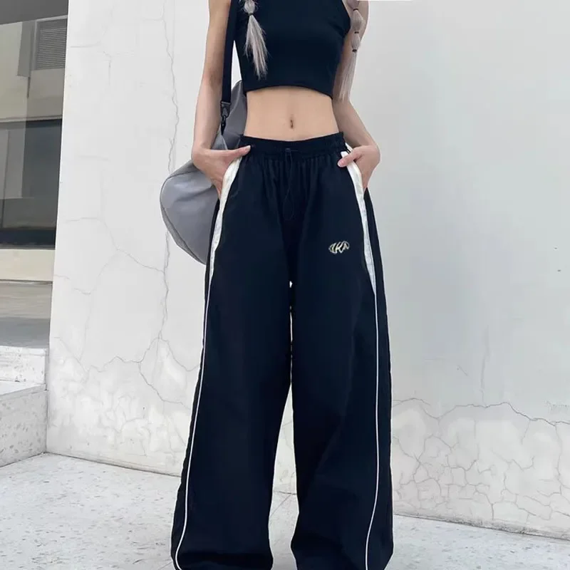 Américain rétro noir rue Hip-hop tendance loisirs pantalon à jambes larges mince Tube droit Baggy pantalons de survêtement