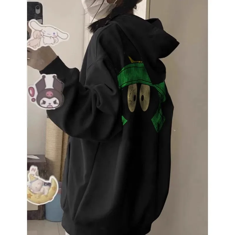 Nuova felpa con cappuccio stampata in puro cotone per abbigliamento da donna in primavera autunno inverno Top in velluto stile americano allentato alla moda