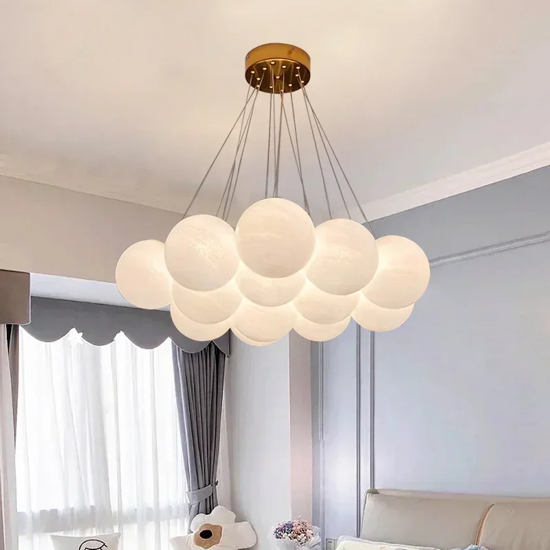 

Led Lights The White Glass Chandelier Simplicity Home Decor Suitable Hanging Lamps Bedroom Living Room Children's Study