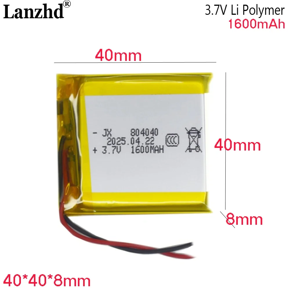 

3.7V polymer lithium battery For smart insulated cup coffee blender cup Bluetooth speaker 804040 1600mah
