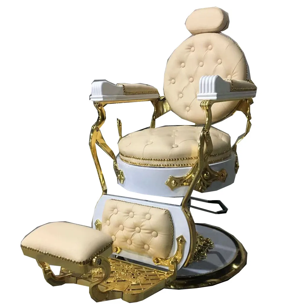 Aluminum Alloy Heavy Duty Gold&White Barber chair Industrial chairs Swivel