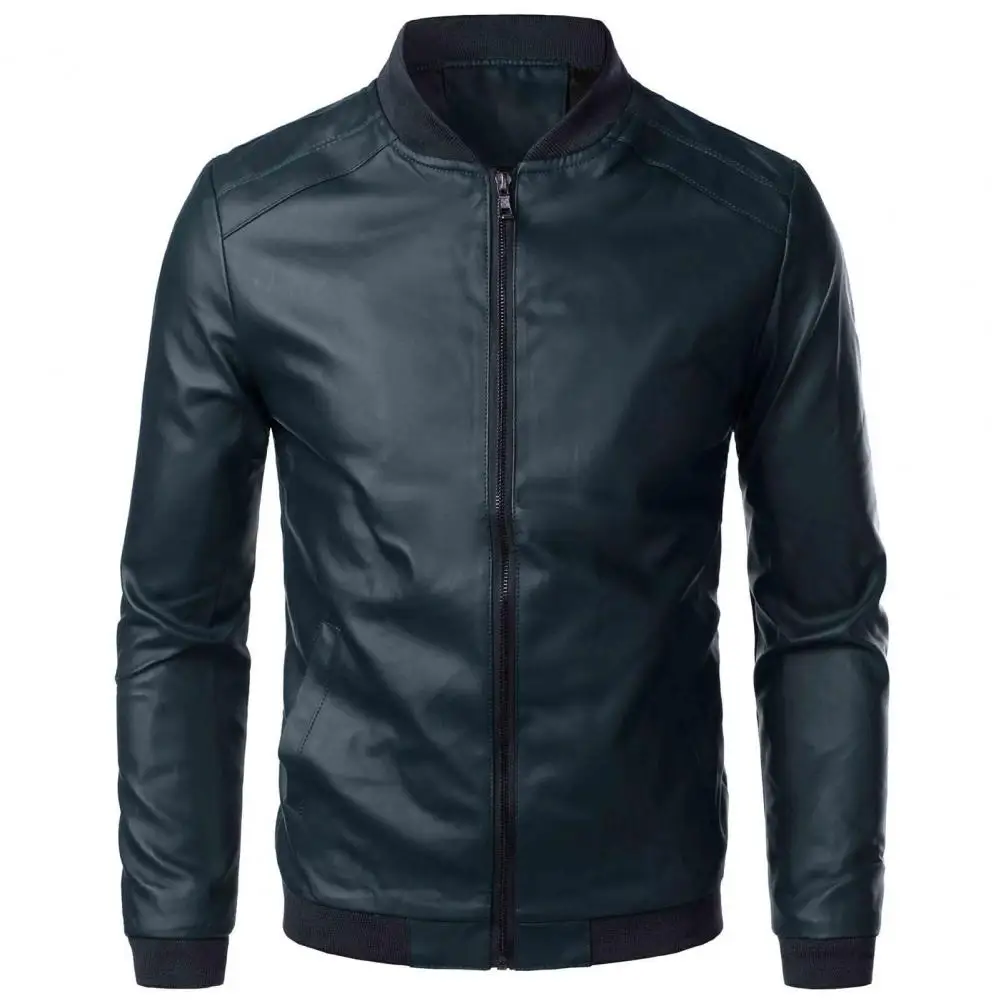 Faux Leather Spring Men Jacket Fashion Leather Jacket Slim Fit Stand Collar PU Jackets For Men Coat Men's Clothing chaquetas