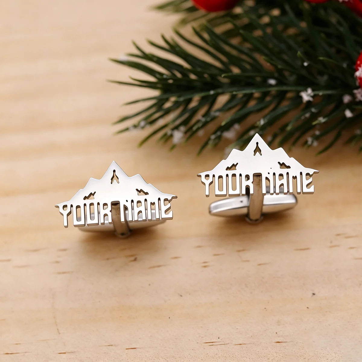 Personalized Custom Mountain Pattern Name Cufflinks for Men Shirt Cuff Buttons Letter Jewelry Wedding Souvenirs Jewelry Gift