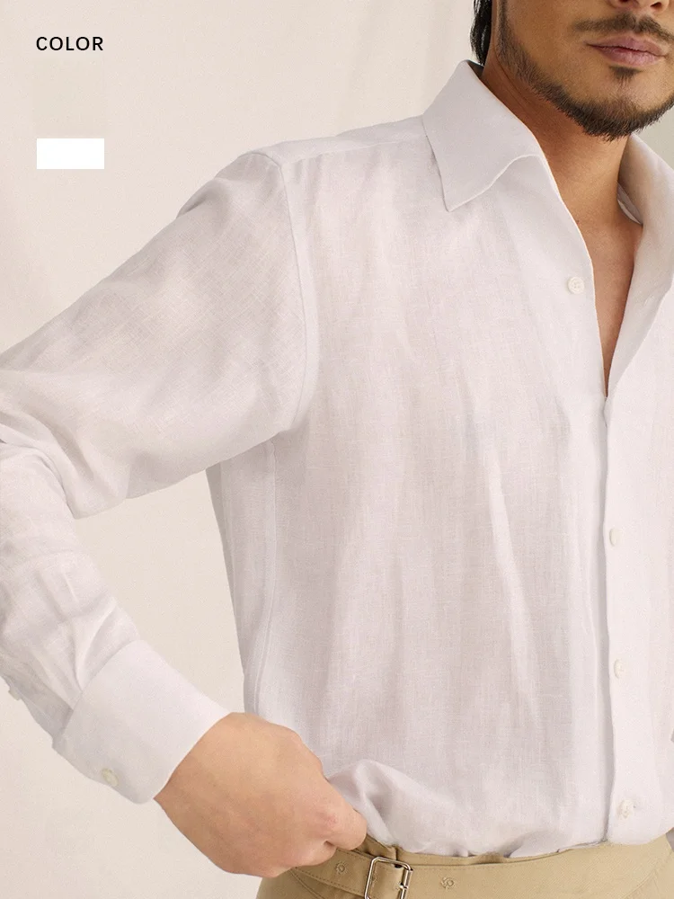 

Cultum Men's Linen irt Vintage Single Button Long Sve Casual Busin Pure Color Breathable Thin Fabric Chinese Made