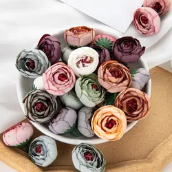 10PCS Artificial Flowers Silk Tea Garden Rose Arch Bud Scrapbook Home Decoration Christmas Garland Wedding Bouquet Diy Candy Box