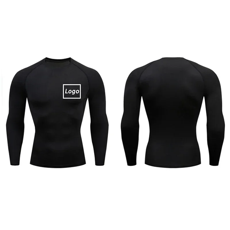 Laufoberteil für Herren, individuell bedrucktes, eng anliegendes Hemd mit langen Ärmeln, Fitnessstudio-Unterwäsche, schnell trocknendes Sport-T-Shirt – Detail 9