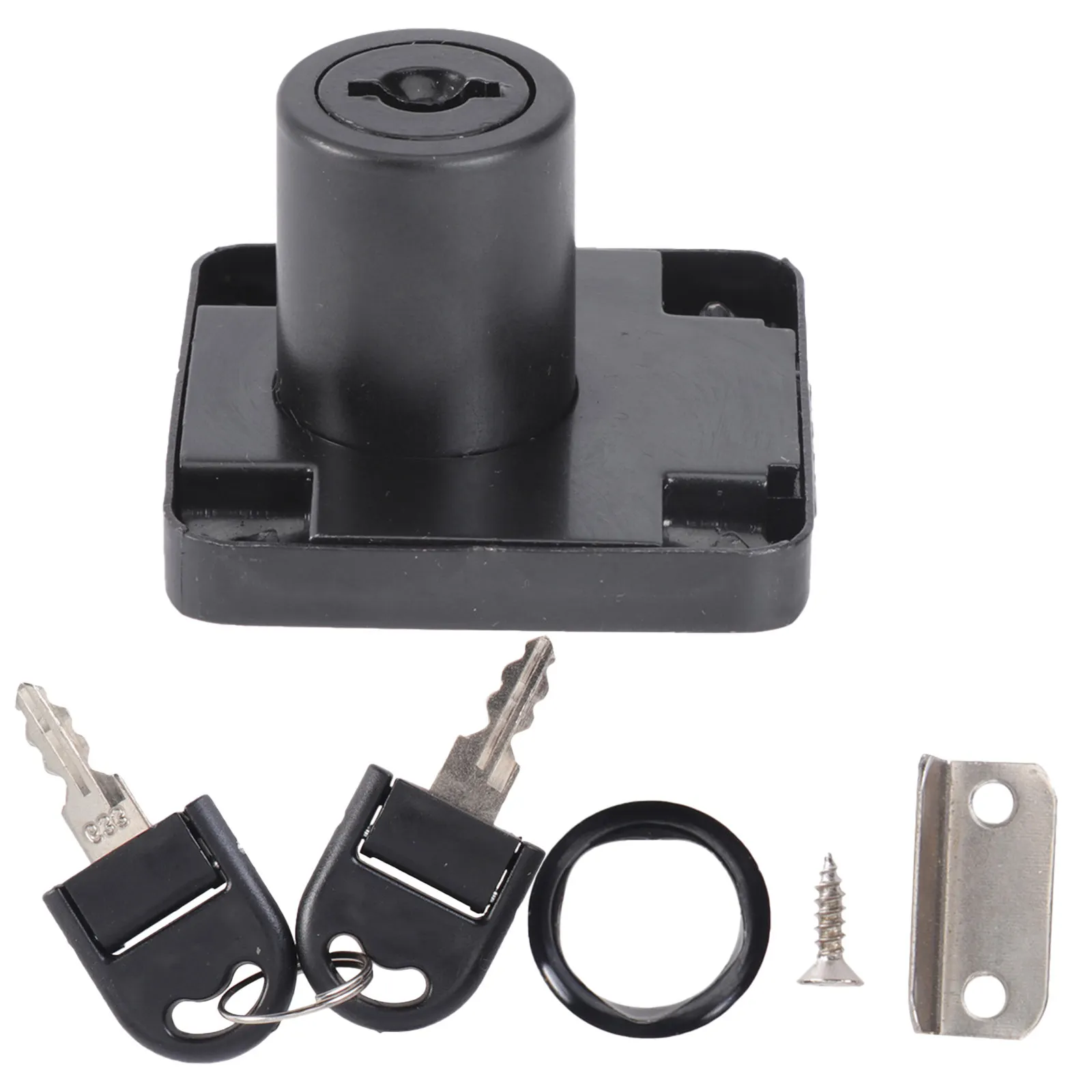 Heavy Duty Cam Lock 19Mm Dia 32Mm Length 2 Keys Zinc Alloy for Office Files Cabinet Drawer Cupboard TV Stand Bedside Table Black