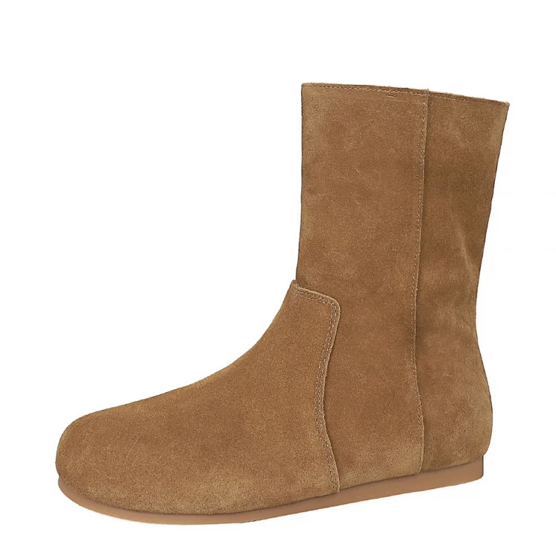 Leather snow boots with an inner height increasing sleeve, winter fleece warm women's boots, short boots