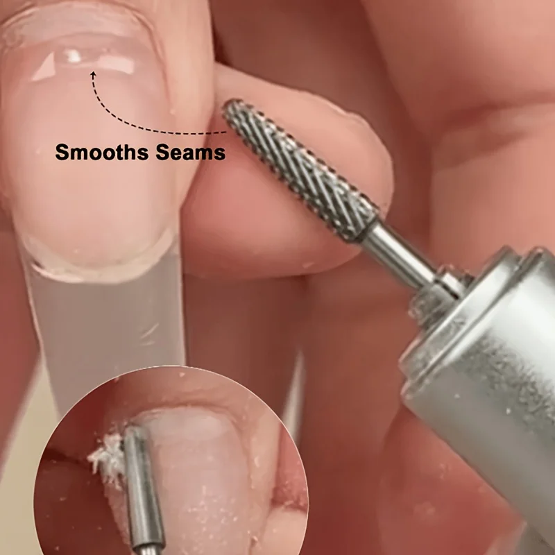 1 piece tungsten steel nail drill, stepped tapered tip for half-hole leveling and gel nail polish removal,general purpose 2.35mm