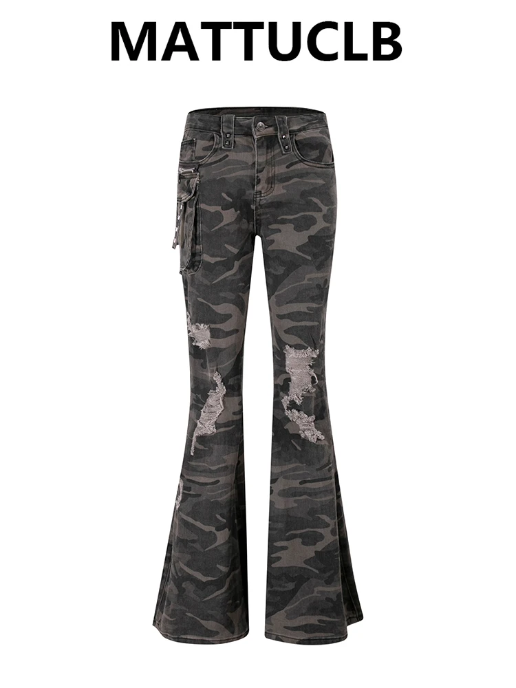 2025 Autumn Winter Women's Harajuku Denim Flare Pants Low Rise