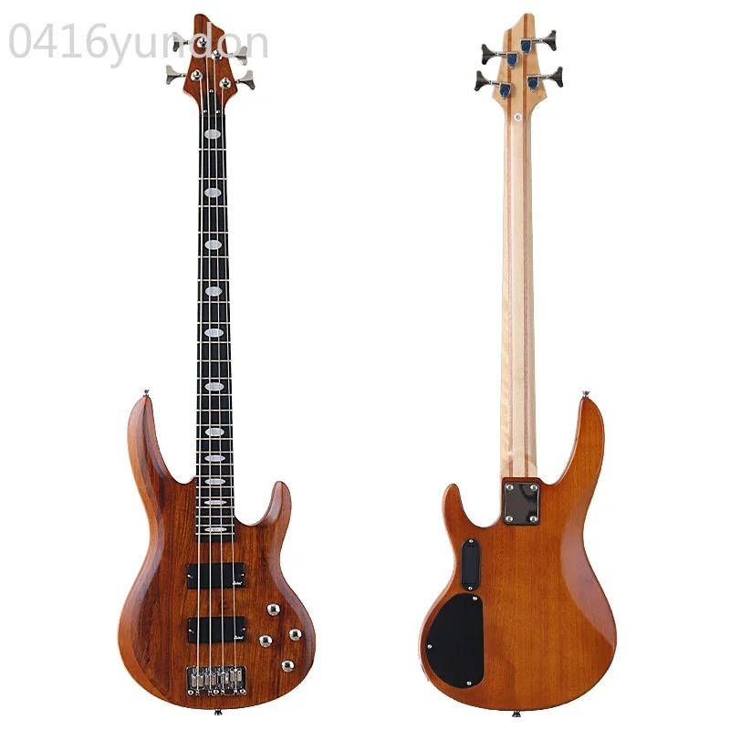 

4 Strings Right hand with frets Matte Electric Bass Guitar 43inch Zebrawood Top solid okoume wood body bass guitar with EQ