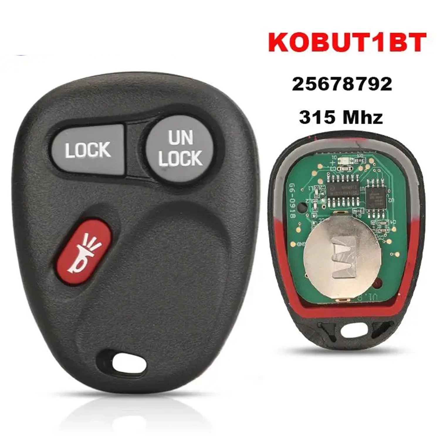 jingyuqin Remote Car Key 315Mhz For Buick/Chevrolet/GMC Jimmy Safari Sierra Sonoma Yukon KOBUT1BT 25678792