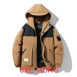 Chaqueta de invierno con cuello levantado para hombre, Parka gruesa y cálida de Color sólido, ropa de calle de moda, talla grande 6XL, 7XL, 8XL, 140KG