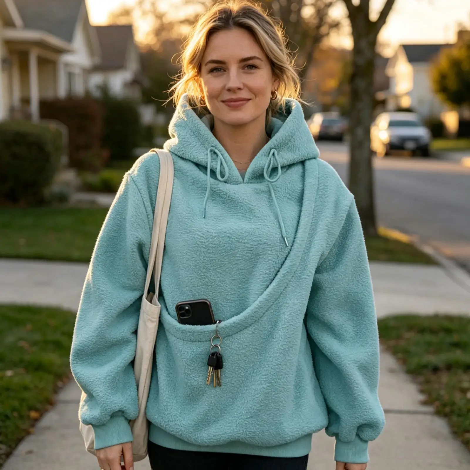 Hoodie With Dog Pouch Winter Soft Comfort Fleece Sweatshirt Women Winter Dog Carrier Sweat Shirt For Indoor Home Office Travel