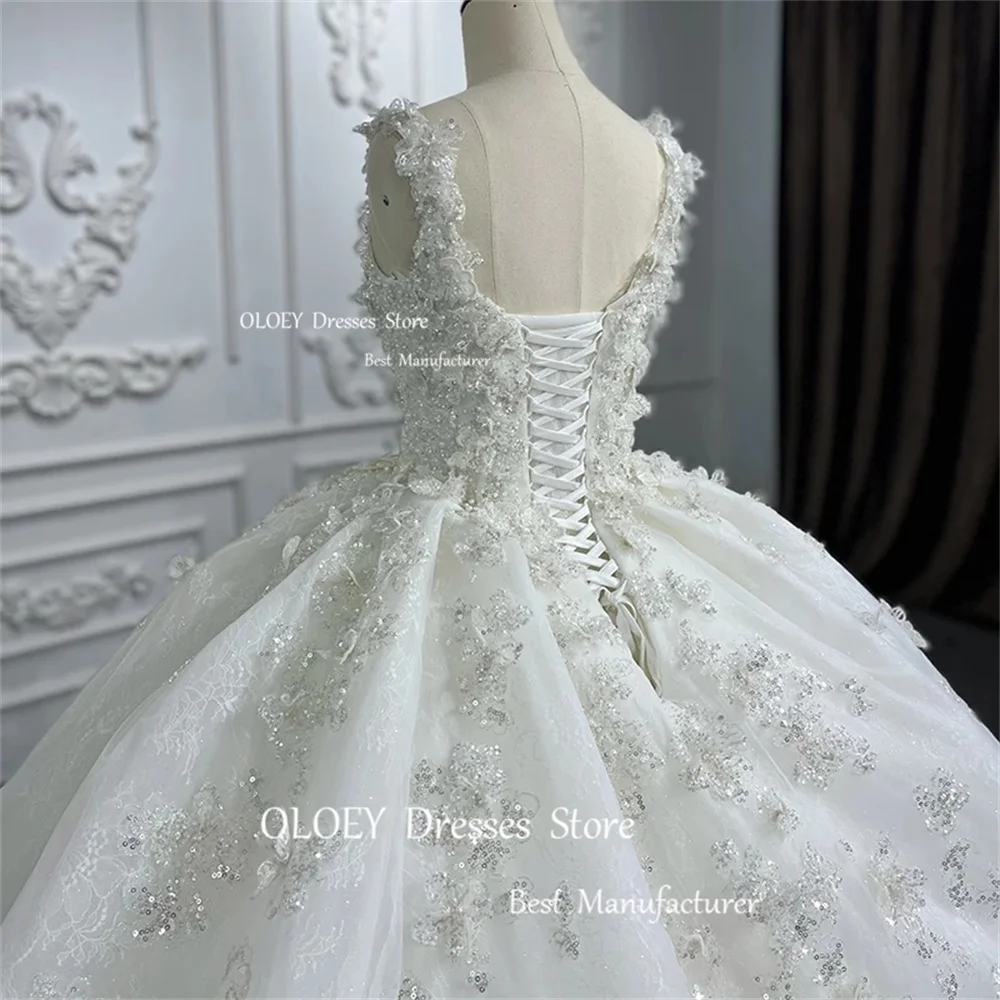 OLOEY Gorgeous Glitter White 15 17 Quinceanera Dress Wedding Dress Sweetheart Silky Tulle Beading Pearls Ball Gown Birthday Gown