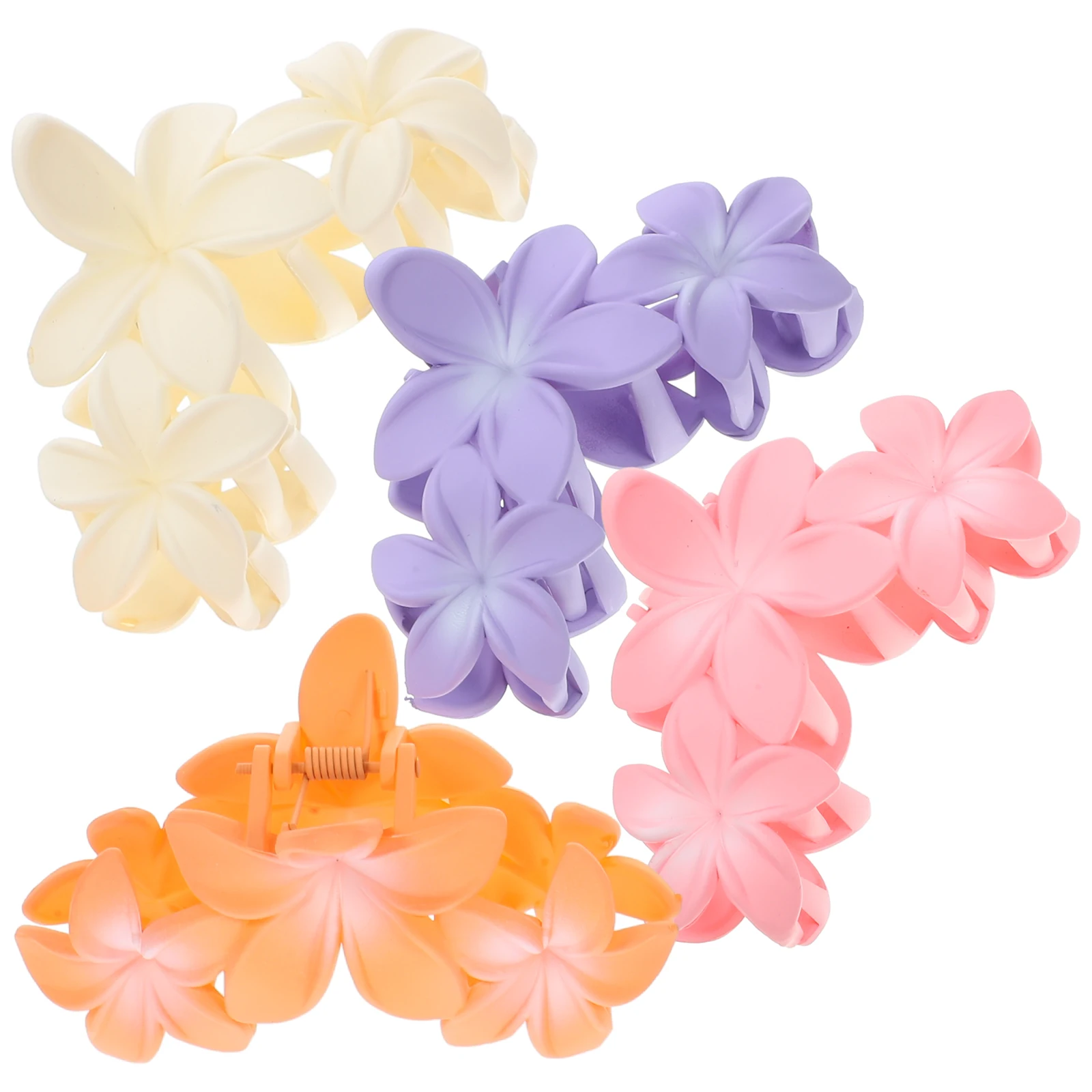 

4pcs Flower Claw Clips Candy Color Purple Orange Beige Pink Hair Accessories for Women Thin Hair Styling Tools