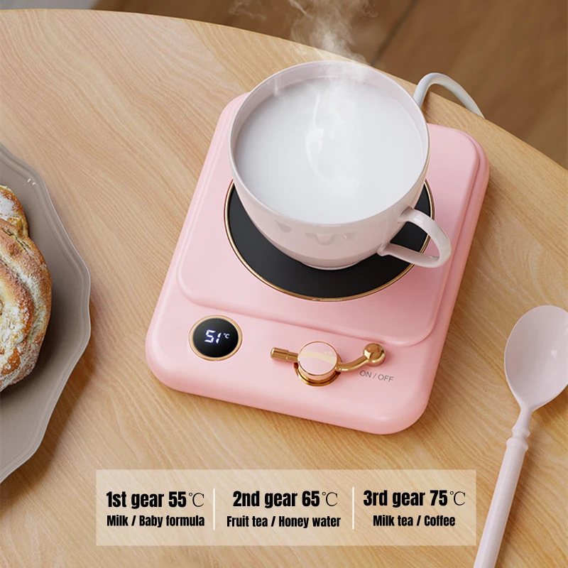 

Coffee Cup Wamer Electric Mug Heater Constant Temperature 3 Gear Settings Keep Milk Tea Warm Auto-off Heating Coaster for Home