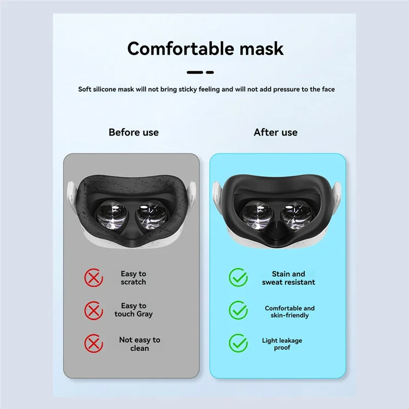 Capa facial vr à prova de suor para meta quest 3s, almofada lavável, substituição, experiência vr aprimorada, acessórios a