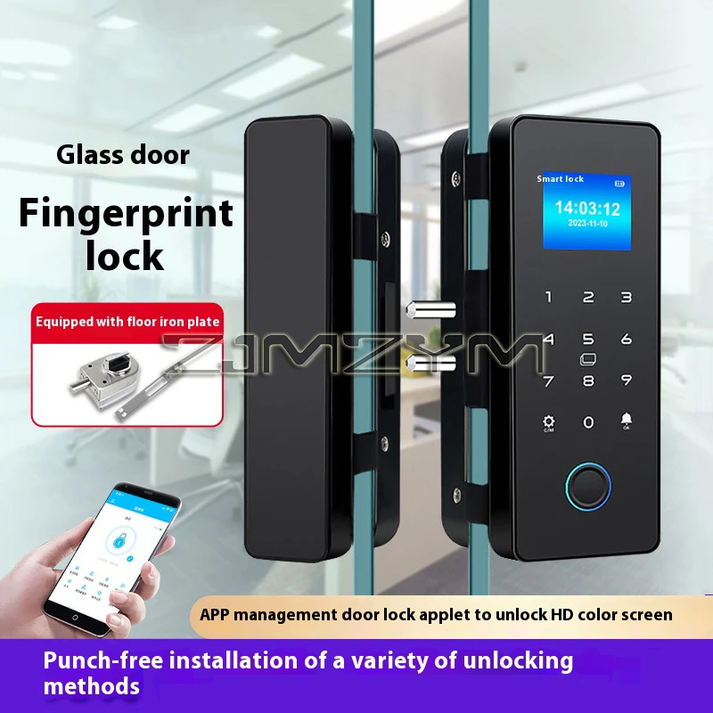 Bluetooth Smart Door Lock Fingerprint Electronic Rim Lock For Glass Door support Remote Control App Unlock