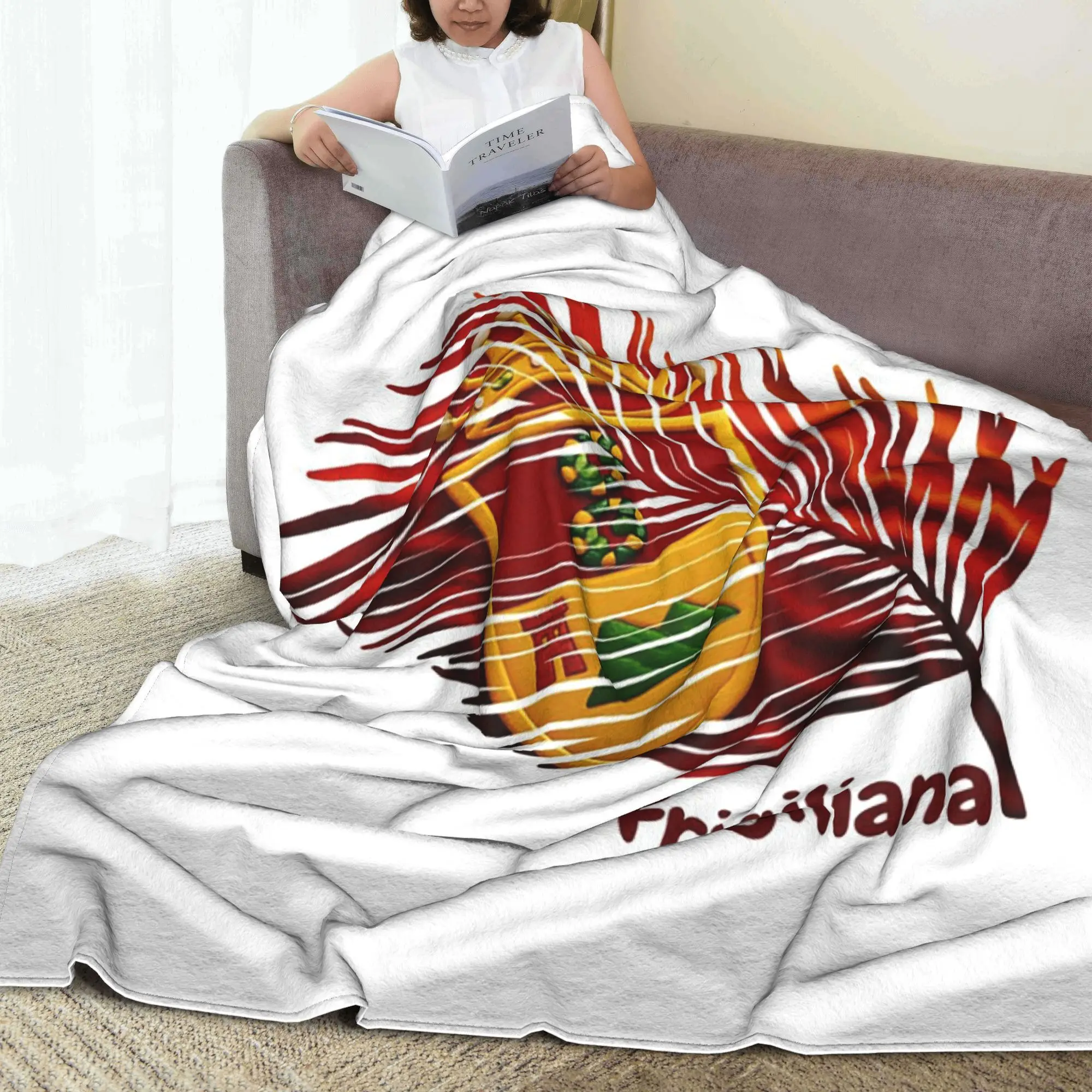 Manta con diseño de plumas de la bandera abstracta de Frigiliana, manta polar para sofá, manta para el hogar, dormitorio, viaje, colcha