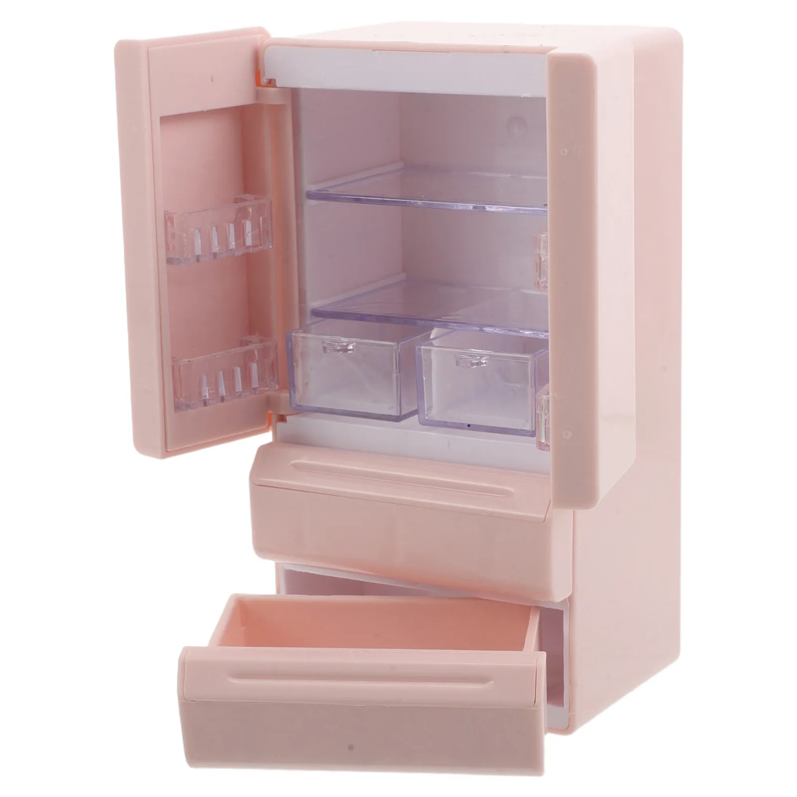 

Dollhouse Mini Fridge 4.92x2.56x2.17in with Lighted Interior Double Doors Miniature Kitchen Refrigerator for Playroom Pretend