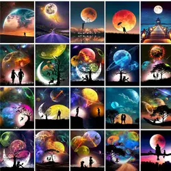 GATYZTORY Diy Oil Painting By Numbers Landscape By Numbers Acrylic Paint Modern Wall Art Pictures Hand Painted Canvas For Home D