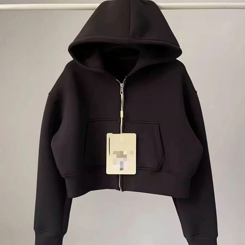 Nuevo abrigo de primavera y otoño de Color sólido 2025 para mujer, chaqueta corta informal holgada de Joker para mujer, ropa con capucha universitaria a la moda para mujer