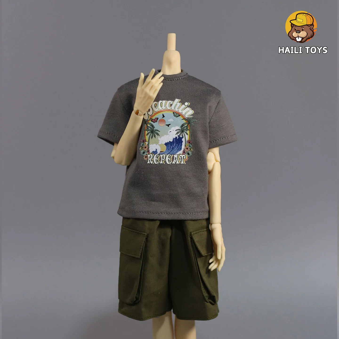 DMTOYS 1/6 Male Soldier Fashion Printed Short Sleeved T-shirt Casual Loose Tops for 12in Action Figure Body BJD Model Toys DIY view 4