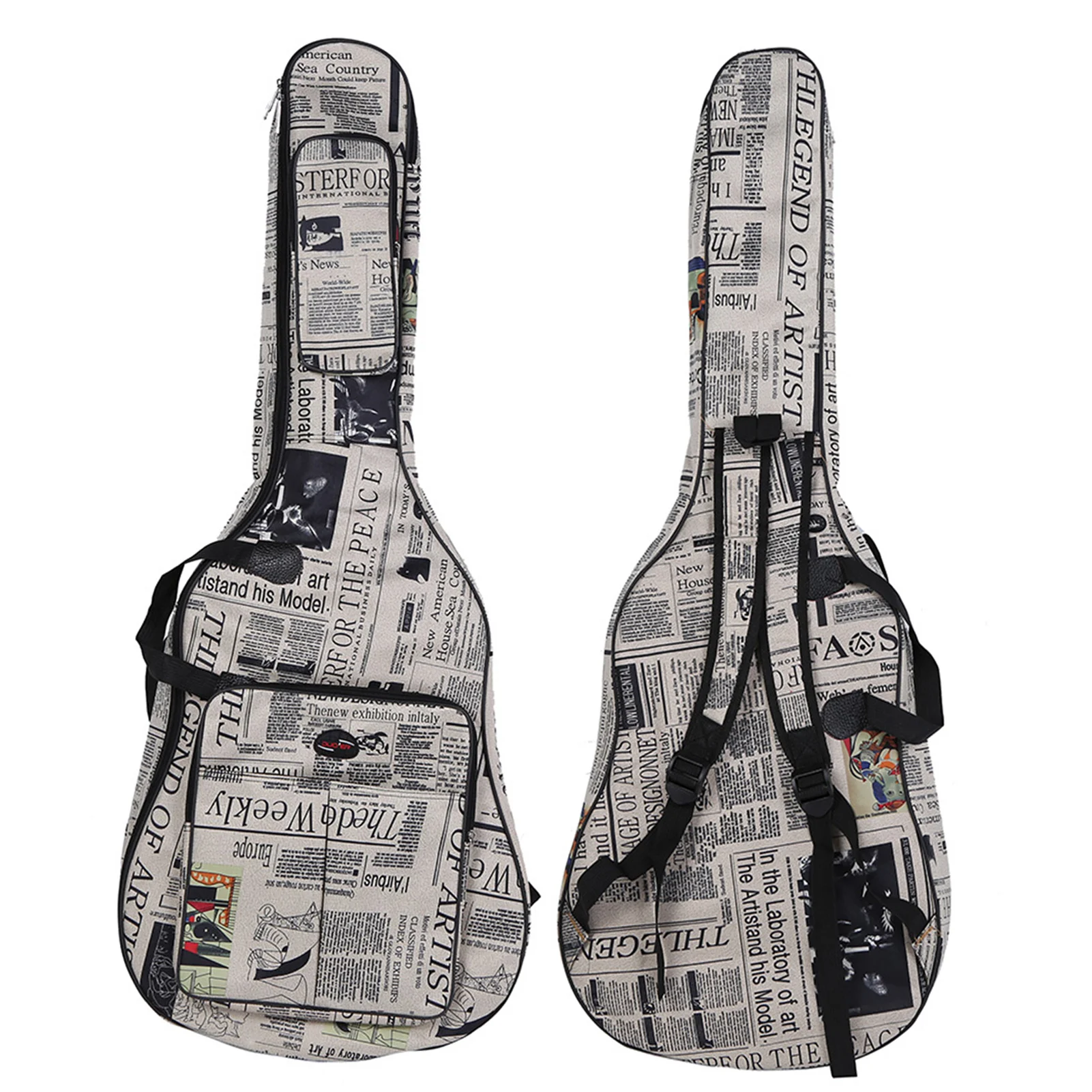 600D Water-resistant Oxford Cloth Newspaper Style Double Stitched Padded Straps Gig Bag Guitar Carrying Case for 41Inchs Acousti