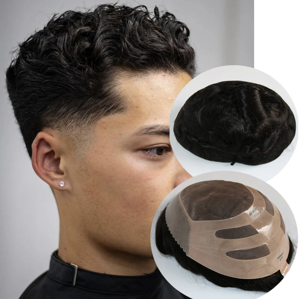 Men Toupee Bond Mono NPU Base Wig 100% Human Hair Male Hair Prosthesis Druable #3 #4 #2 Brown Hair Capillary Prosthesis System