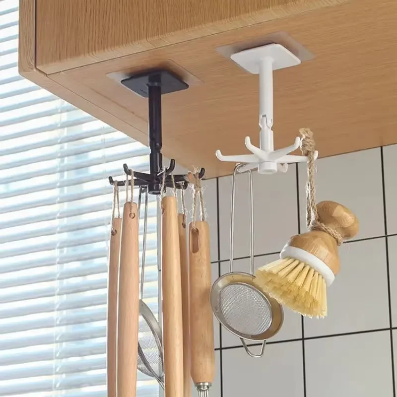 

Seamless wall mounted storage spoon hook with 360 degree rotation without drilling suitable for kitchen storage