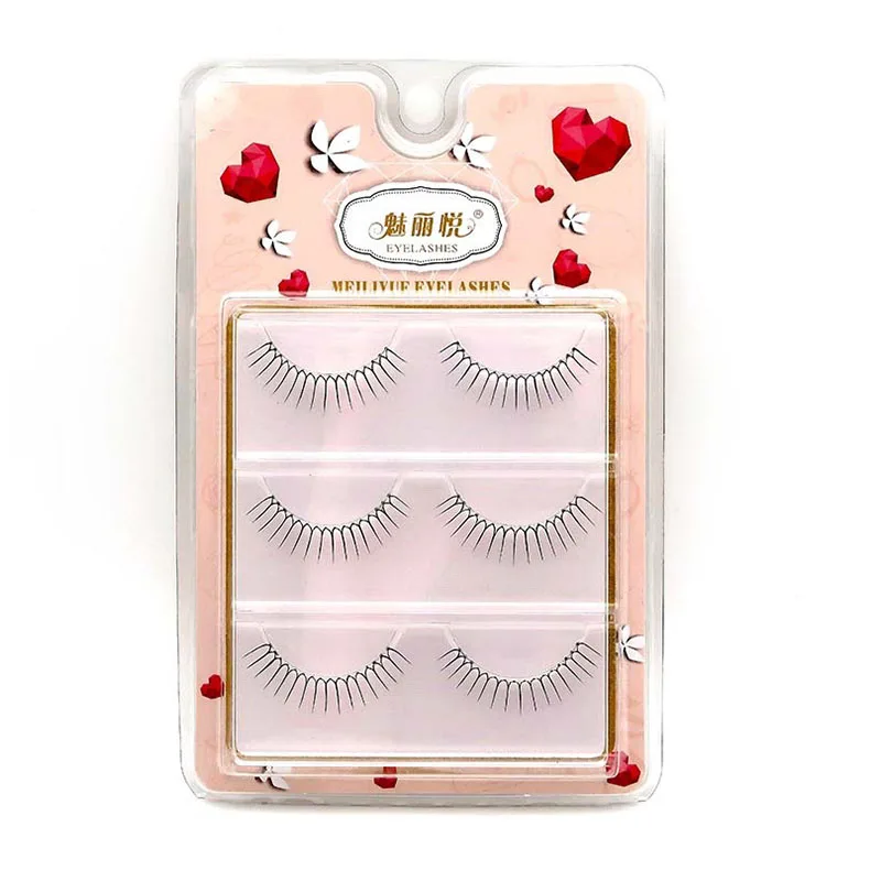 3 Pairs Natural Reusable Transparent Stem False Eyelashes Korean U-shaped Manga Eyelash Extension Eye Makeup Idol Zhang Yuanying