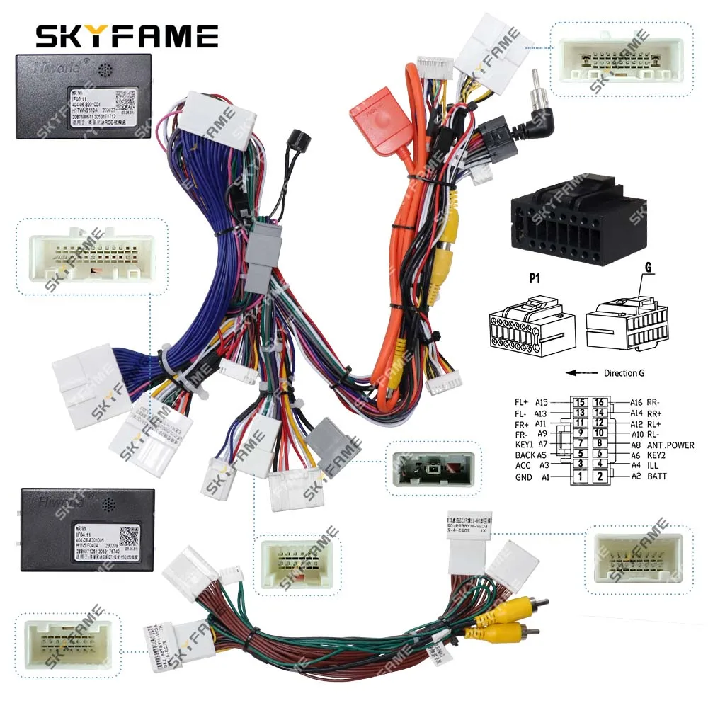 SKYFAME Car 16pin Wiring Harness Adapter Canbus Box Decoder Android Radio Power Cable For Infiniti QX50 EX25 EX35 EX30 EX37