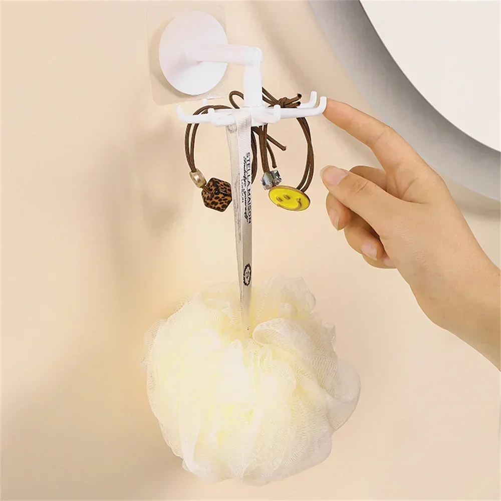 1pc Upgraded Multi-function 7-claw Hook 360 ° Seamless Punch Free Hook Rotatable Kitchen Storage Hook Self Adhesive Bath Hooks