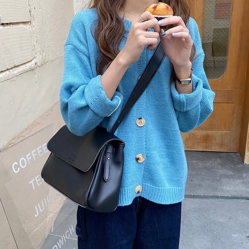 

2025 Autumn Winter Korean Style Dark Brown Shoulder Bag Women Elegant Commuter PU Leather Crossbody Bags Fashion Versatile Bag