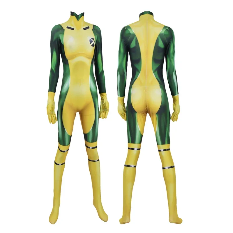Disfraz de Rogue x-men traje de superhéroe Cosplay Halloween Zentai monos de fiesta @ 0Z *
