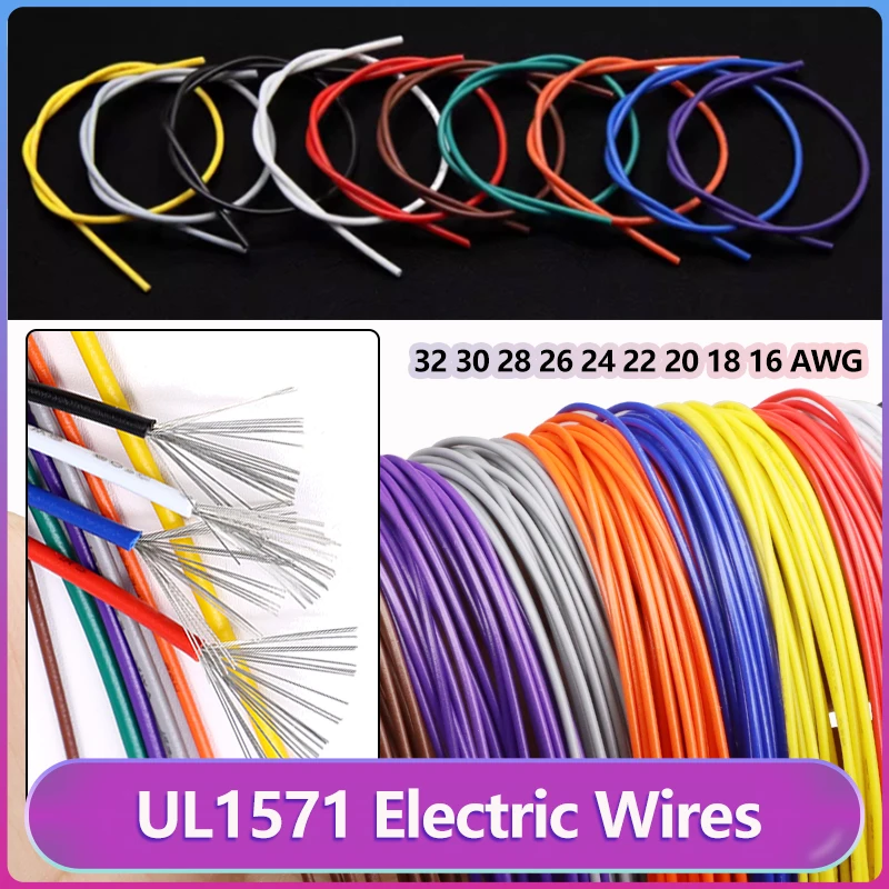 

UL1571 PVC Insulated Electronic Wire 32 30 28 26 24 22 20 18 16 AWG Tin-plated Copper Environmental LED Line DIY Cord LED wire