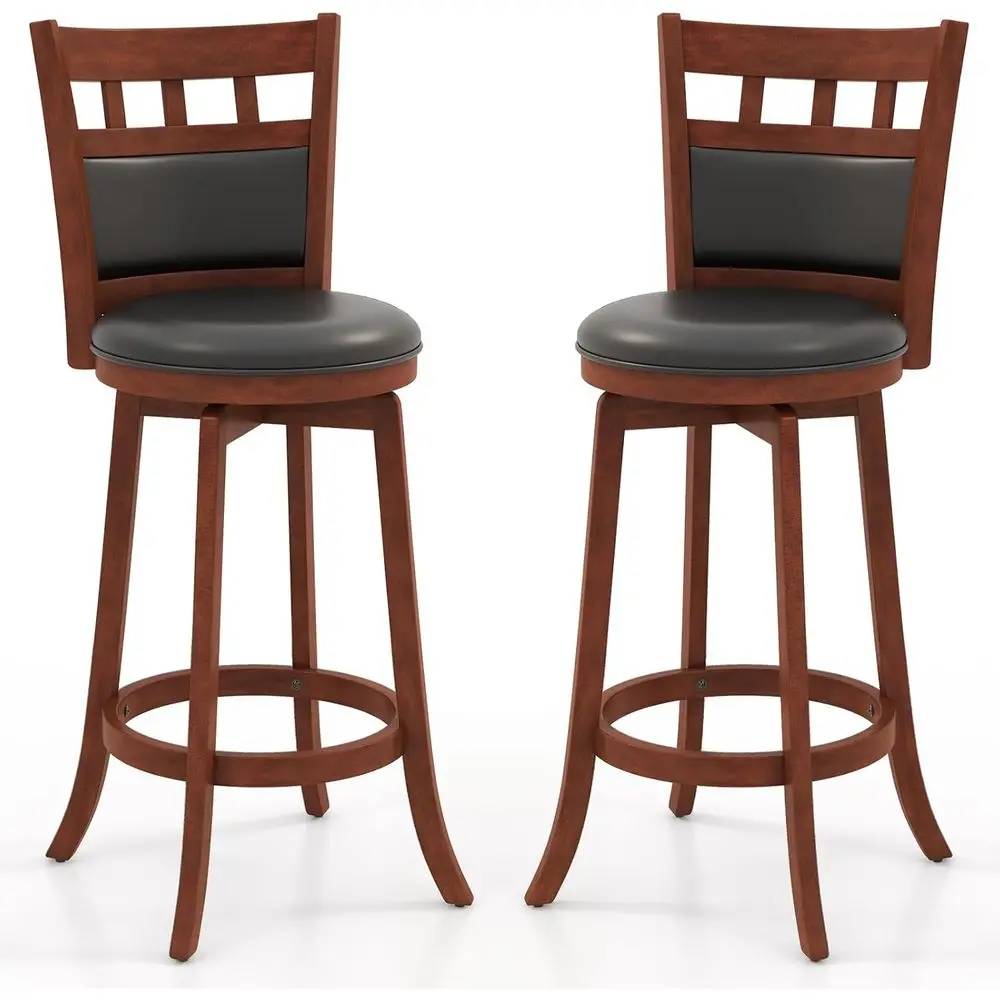 

Set of 2 31 Swivel Bar Stools, Rubberwood, Padded Seat, PVC Leather, Suitable for Kitchen Island or Restaurant