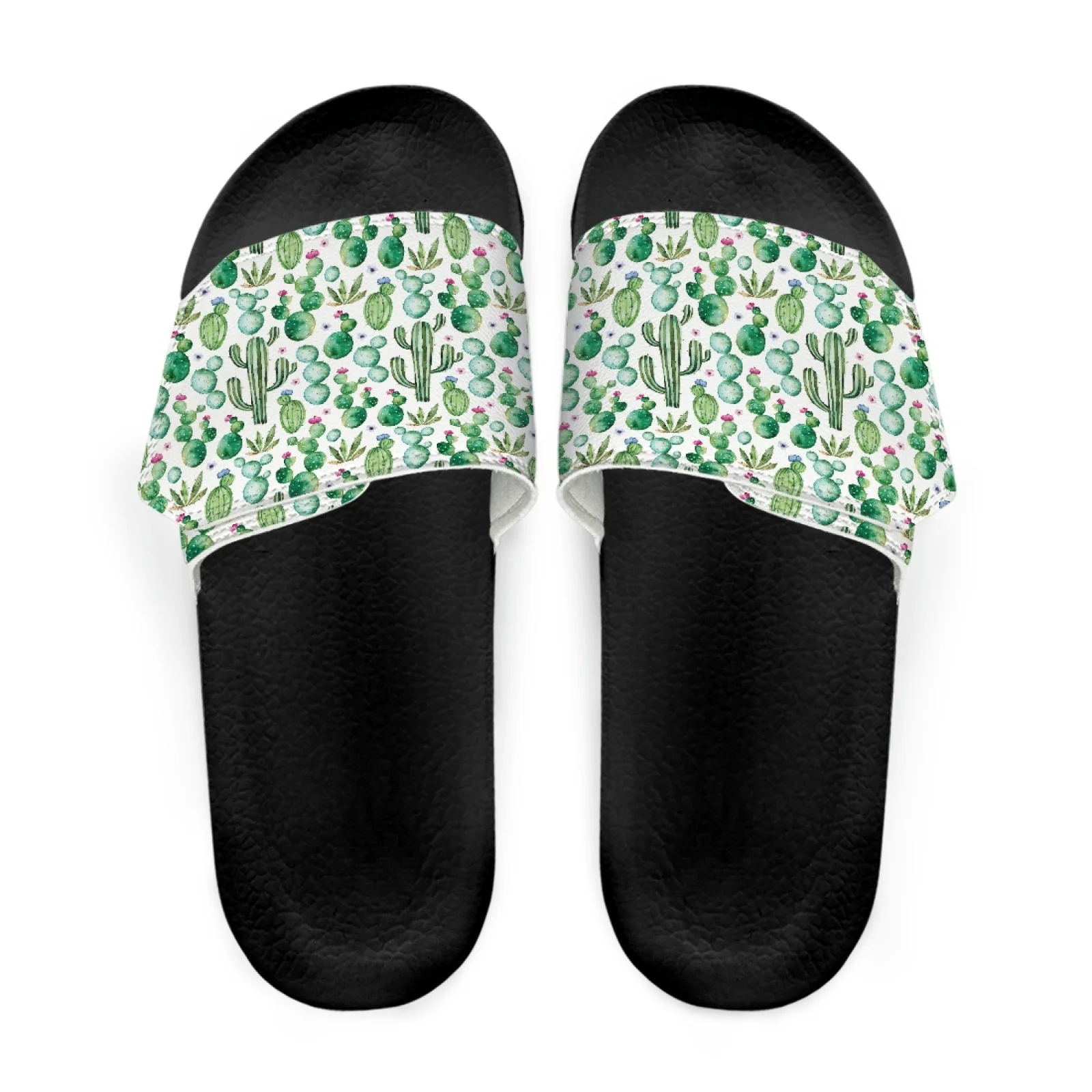 Summer Beach Slippers for Women Men Cute Cactus Print Woman Slides Sandals Bathing Shoes Ladies Flats Home Indoor Male Slipper