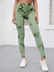 Sexy Women Gym Yoga Leggings High Waist Push Up Pants Tie Dye Seamless Fitness Workout Sports Tights Running Pants