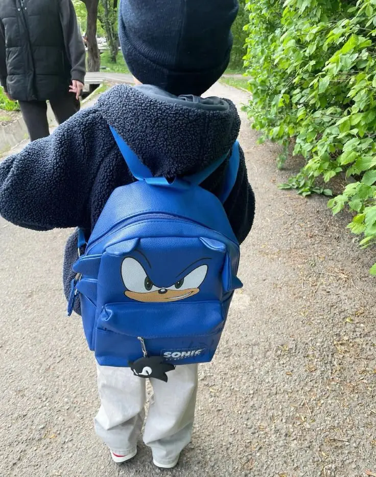 

Рюкзак Sonic для мальчиков и девочек, синий, с изображением ежа, школьный, из искусственной кожи, в стиле аниме, подарок для детей к началу учебного года