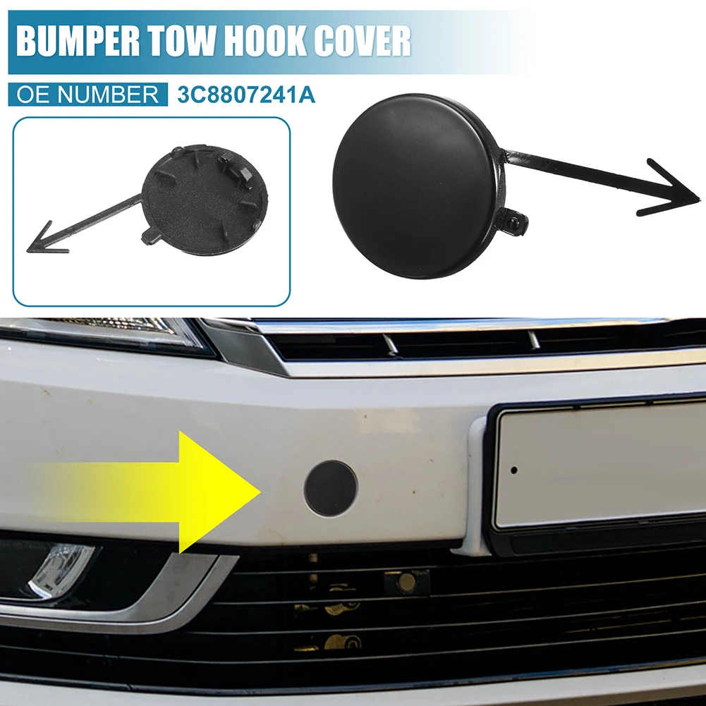 Part Hook Cover Gloss Black Practical Tow Hook Cover 3C8807241A 49mm ABS Plastic Accessories Replacement Brand New