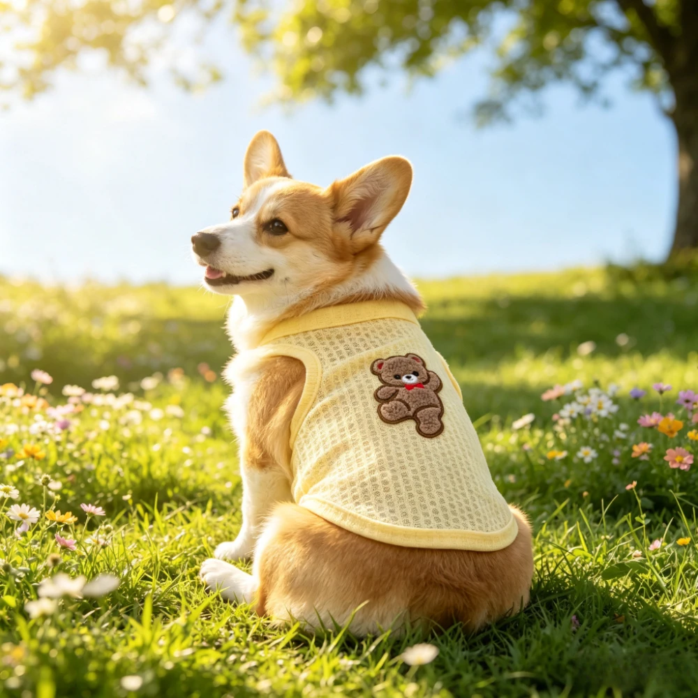 Waffelstrick-Hundeweste Ärmellos Atmungsaktives Trägertop für Kleine Hunde und Katzen Sommerkleidung Haustier-Outfit