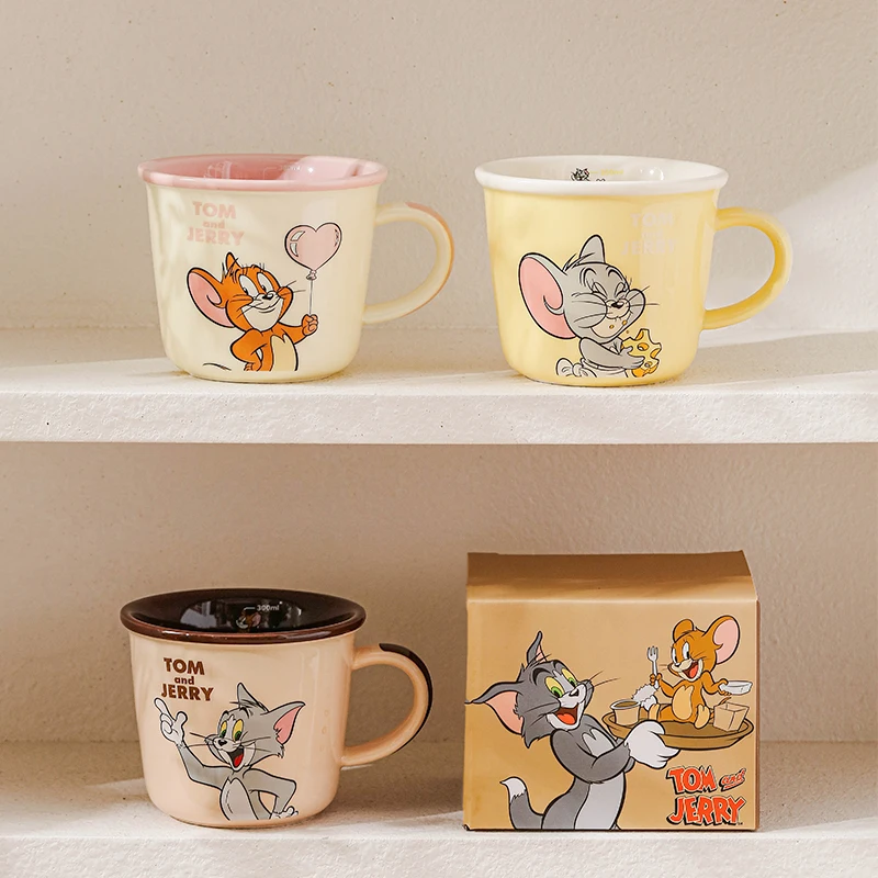 340Ml Tom and Jerry Personalized Mug Kawaii Ceramics Cup Cartoon Cereal Coffee Water Cup Tableware Friend Children Birthday Gift