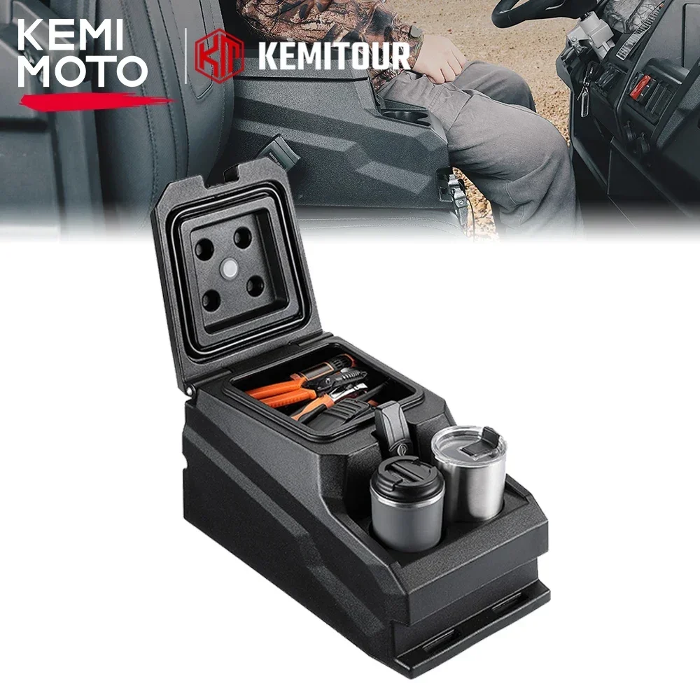 

KEMIMOTO UTV Center Console Organizer Lockable Storage Box Compatible with Polaris Ranger XP 1000 / 570 / 900 2018-2024