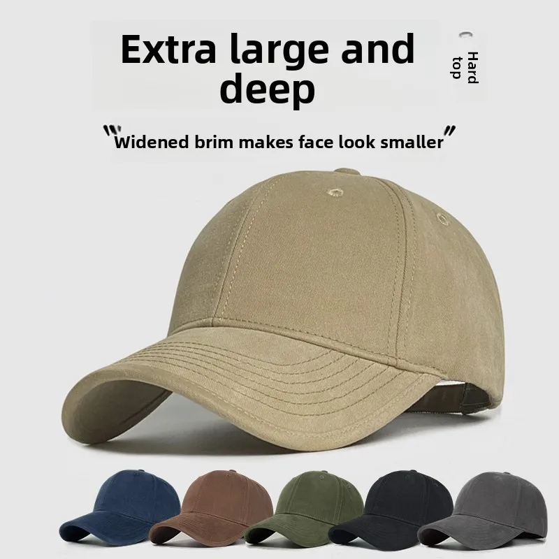 Unisex Baseball Cap Wide Brim Hat Adjustable Hard Top Casual Style for Men Women Face Slimming Travel Suitable Polyester Cotton