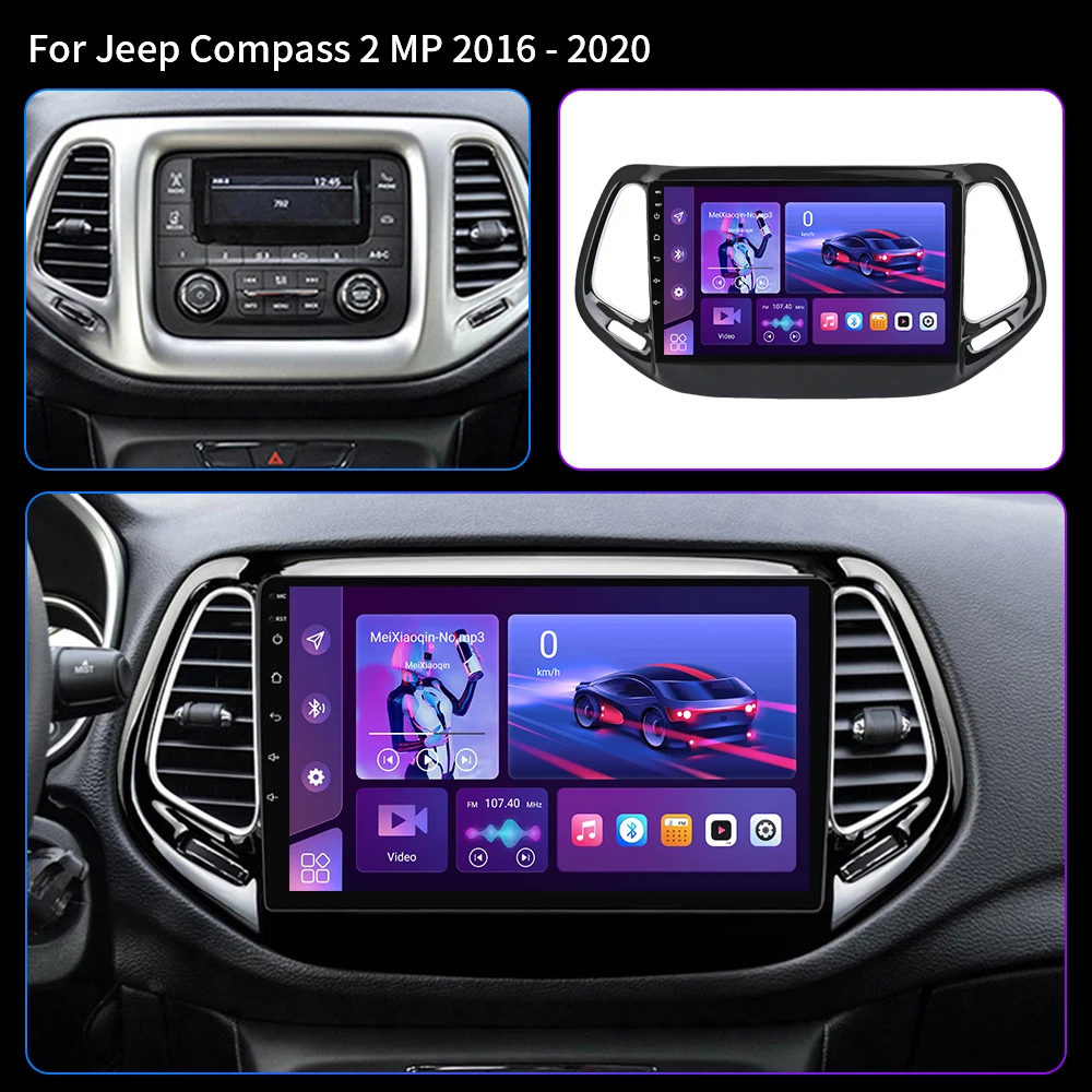 Android 16 For Jeep Compass 2 MP 2016 2017 2018-2020 Multimedia Navigation GPS Auto Radio Player Car Stereo Carplay Radio Screen