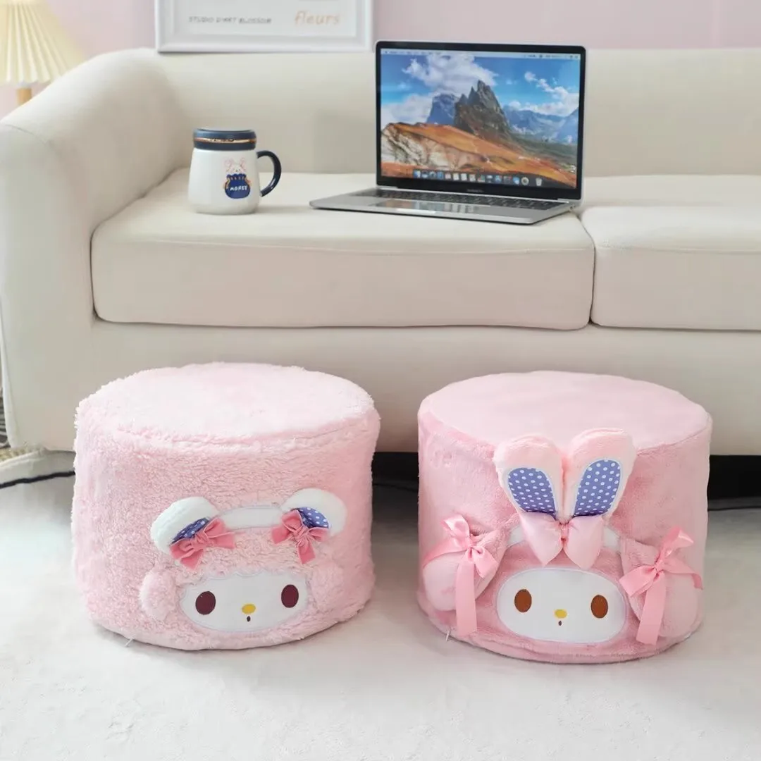 Sanrio Kawaii My Melody Pink Small Stool Cinnamoroll Anime Cartoon Skin Friendly Household Living Room Children Bench Round Pier